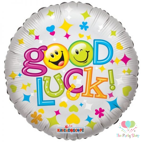 18" Good Luck Smiles Foil Balloon Wish Balloons Smiley Face