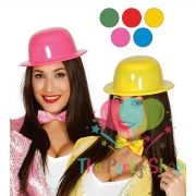 Neon Color Plastic Bowler Hats Assorted Round Caps For Party Decoration