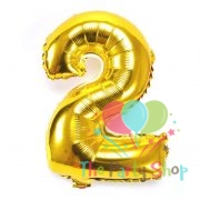 16 Inch Number Two 2 Golden Foil Balloon