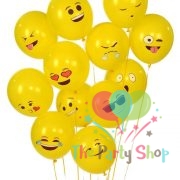 12" Yellow Latex Emoji Smiley Face Emoticon Balloons (12 Piece)