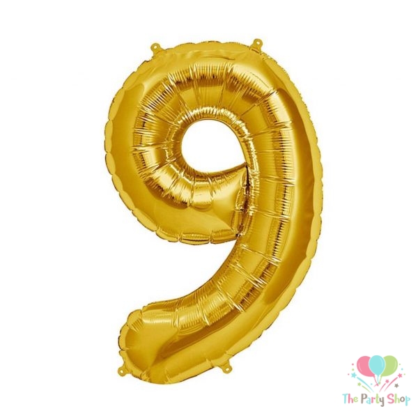16 Inch Number Nine 9 Golden Foil Balloon