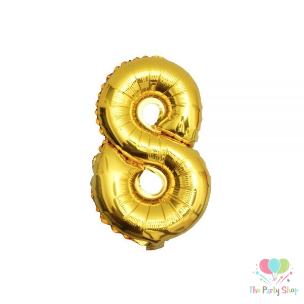 16 Inch Number Eight 8 Golden Foil Balloon