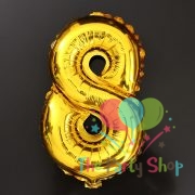 16 Inch Number Eight 8 Golden Foil Balloon