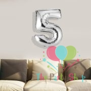 16 Inch Number Five 5 Silver Foil Balloon