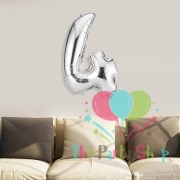 16 Inch Number Four 4 Silver Foil Balloon