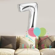 16 Inch Number Seven 7 Silver Foil Balloon