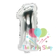 16 Inch Number One 1 Silver Foil Balloon