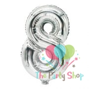 16 Inch Number Eight 8 Silver Foil Balloon