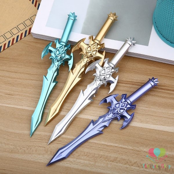 Big Swords Shaped Game Weapon Gel Pens Christmas Stocking Props Party Favor Goodie Bag Gifts Items Novelty Stationery Items (Pack of 6)
