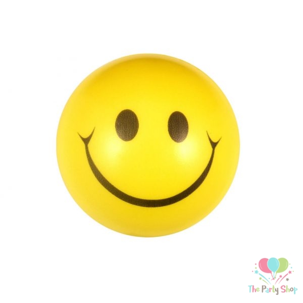 Smiley Happy Funny Face Bouncy Squeeze Anti Stress Soft Balls Fun Kids Toys 3 Inch Yellow Christmas Stocking Party Favour Goodie Bag Items (Pack of 6)