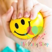 Smiley Happy Funny Face Bouncy Squeeze Anti Stress Soft Balls Fun Kids Toys 3 Inch Yellow Christmas Stocking Party Favour Goodie Bag Items (Pack of 6)