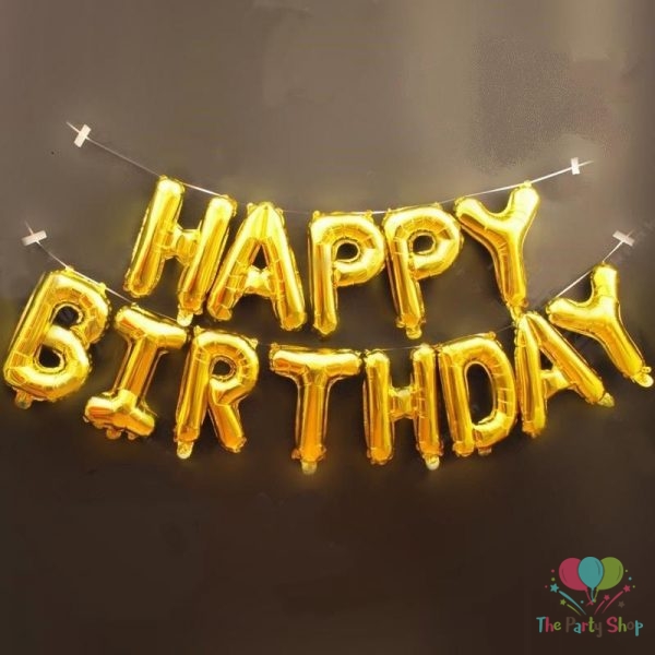 Happy Birthday Foil Letter Balloons Set Golden Banner for Kids Girl Adult Baby Birthday Party Decoration