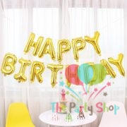 Happy Birthday Foil Letter Balloons Set Golden Banner for Kids Girl Adult Baby Birthday Party Decoration