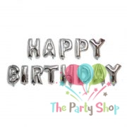 Happy Birthday Foil Letter Balloons Set Silver Banner for Kids Girl Adult Baby Birthday Party Decoration