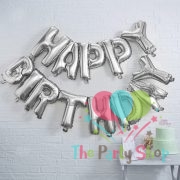 Happy Birthday Foil Letter Balloons Set Silver Banner for Kids Girl Adult Baby Birthday Party Decoration