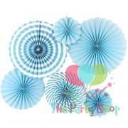 Paper Fans Blue 6pcs Round Hanging Paper Fan Decorations for Wedding Birthday Fiesta Party Supplies Tissue Pom Poms Decor Vintage Paper Flowers