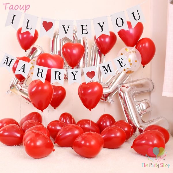 10" Red Love Heart Shape Latex Balloons Wedding Party Decor Globos Romantic Valentine's Day Anniversary Love Birthday Balloons (50 Piece)