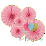 Pink Paper Fan Decorations 6pcs Round Party Hanging Fan Flower Set Garlands Birthday Wedding Baby Shower Girls Night Party Decorations