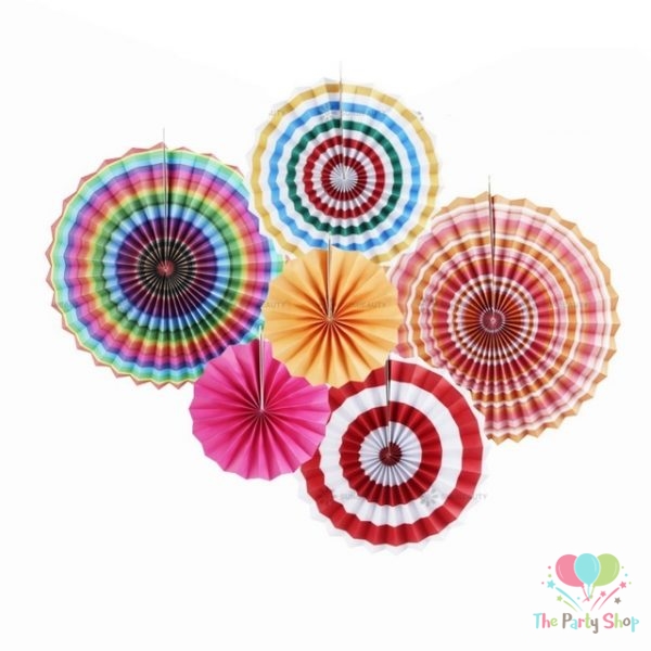 Rainbow Multi Color Birthday Party Decoration 6pcs/set Rainbow Party Paper Fan Rosettes Backdrop Paper For Wedding Birthday Decorations Baby Bridal Shower
