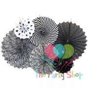 Black 6PCS Hanging Paper Fan, Colorful Tissue Paper Fan Flower Decorations Fiesta Paper Pinwheels Fan Hanging Paper Rosette Backdrop for Party Home Event Decor