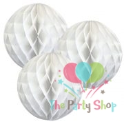 9" White Tissue Paper Honeycomb Balls Hanging Party Decoration