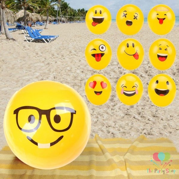 Emoji Inflatable Beach Balls Pool Balls Soft Ball Kids Adult Water Play Pool Party Toys Party Supplies New Design Sports Ball Toy Inflatable Ball Outdoor Toy for Boys and Girls Gift for Fun