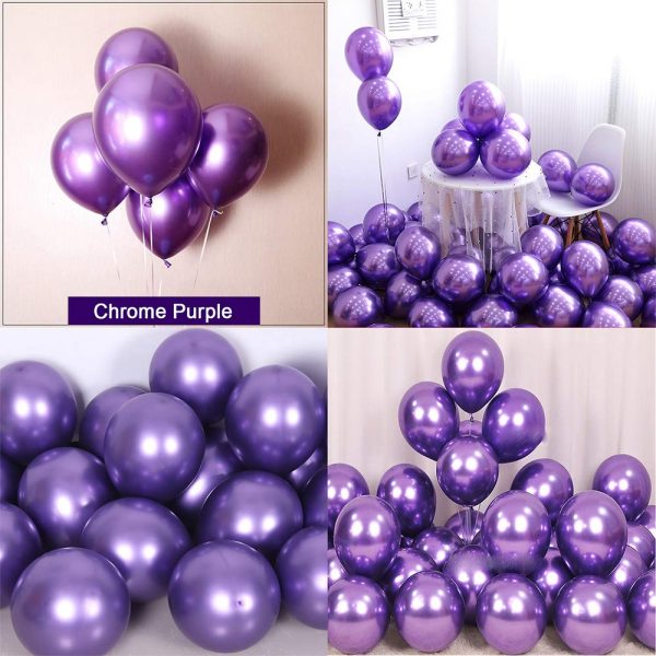 10" Chrome Metallic Purple Color Latex Balloons Birthday Party Balloons Wedding Decoration (10 Piece)
